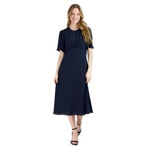 Julia Jordan Navy Blue Flounce Sleeve A Line Midi Dress EUC Size 4